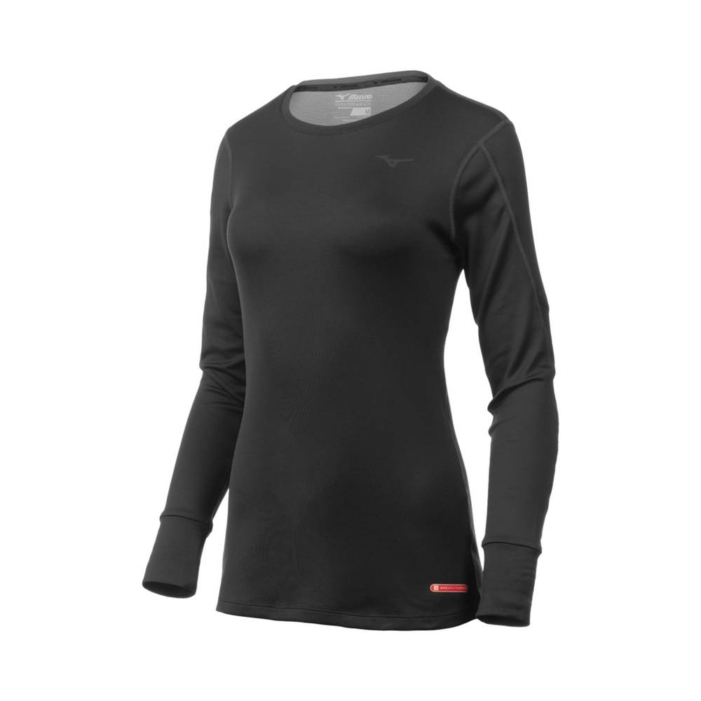 Mizuno Breath Thermo® Long Sleeve - Bayan Base Layer - Siyah Türkiye (RTNHMJ-124)